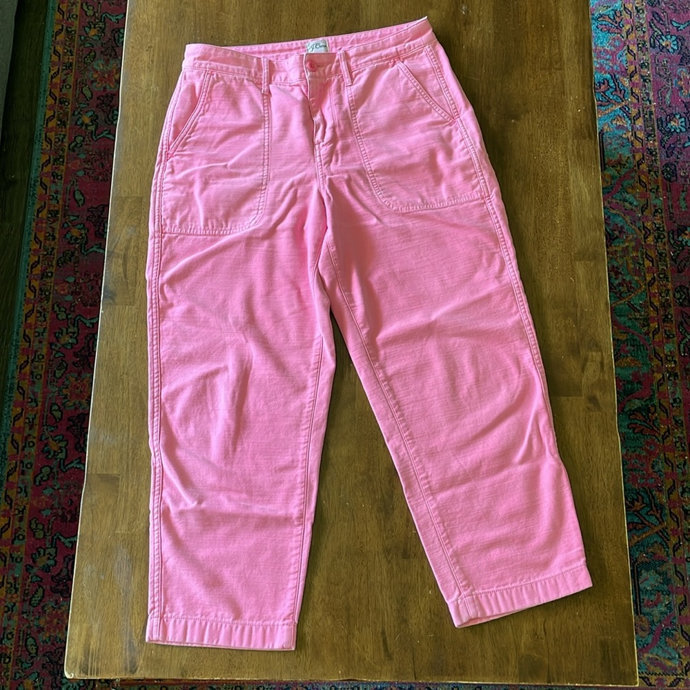 J. Crew Garment-Dyed Foundry Pants - Pink - 10 Petite